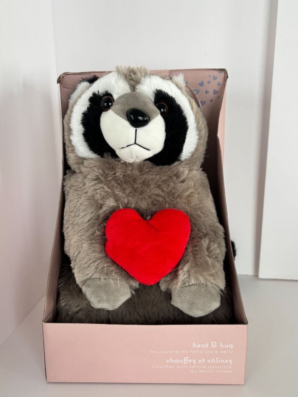 Snuggle Buddy Heat and Hug Plush Raccoon Microwavable Removable Belly Heart - Picture 11 of 11